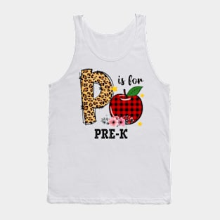 P Is For pre-K Teacher Leopard Back To School Tank Top